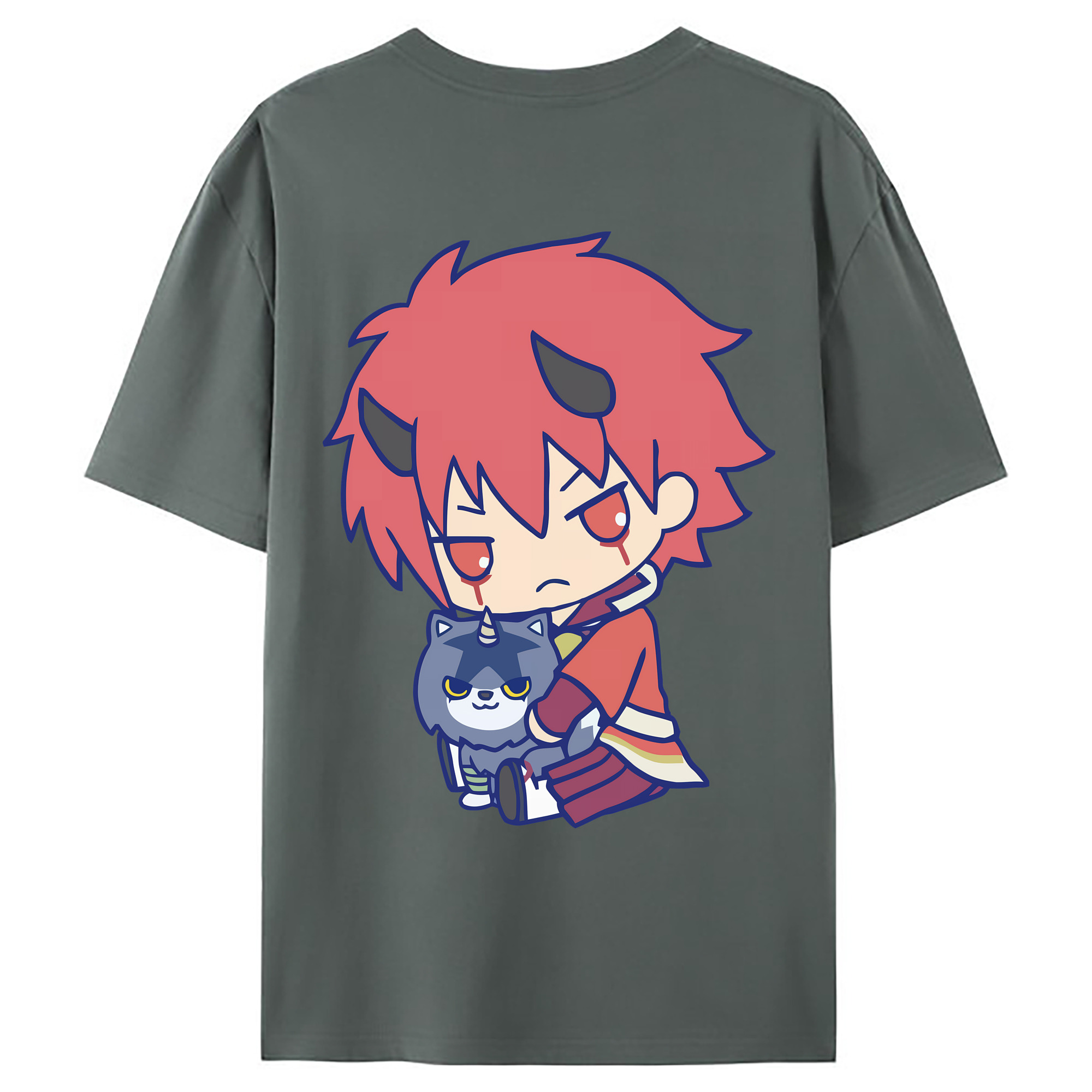 （画像用） 転スラ Regarding Reincarnated to Slime 綿100％ メンズ半袖Tシャツ（バックプリント） 通気性